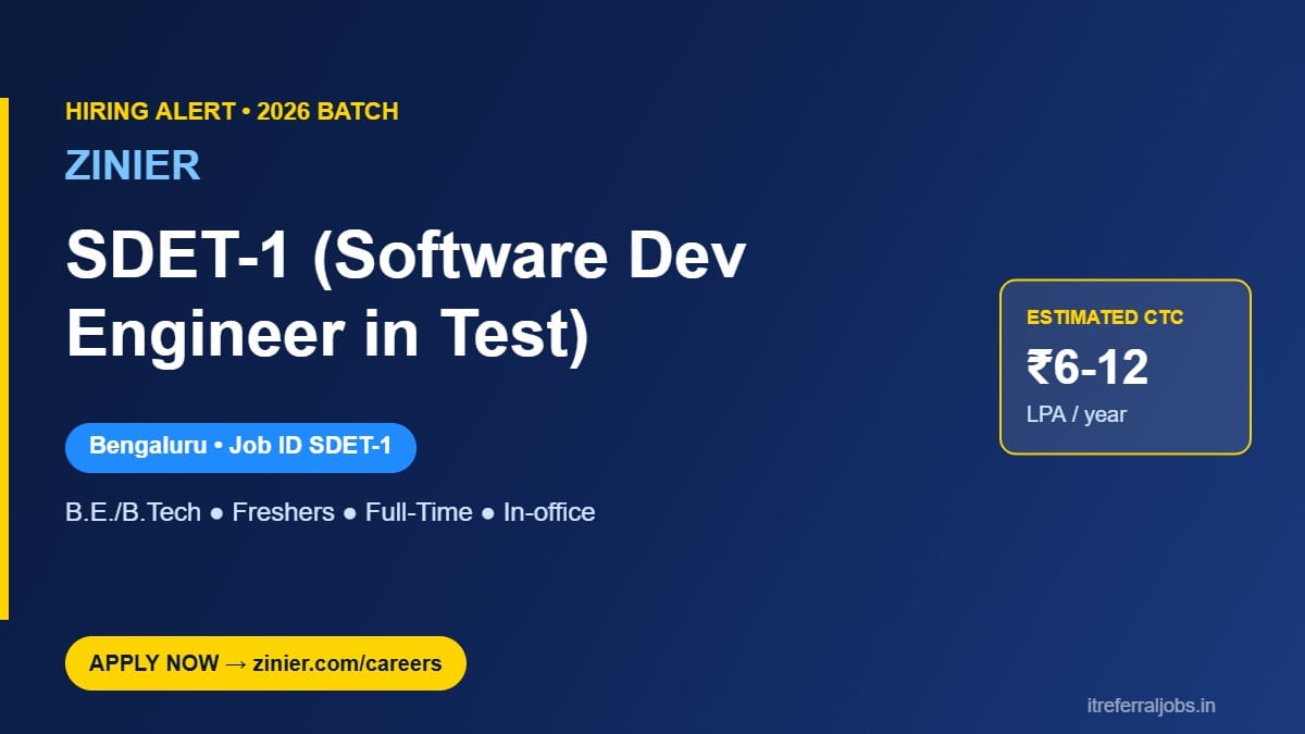 Zinier Off Campus Drive 2026 | SDET-1 Jobs in Bengaluru, India