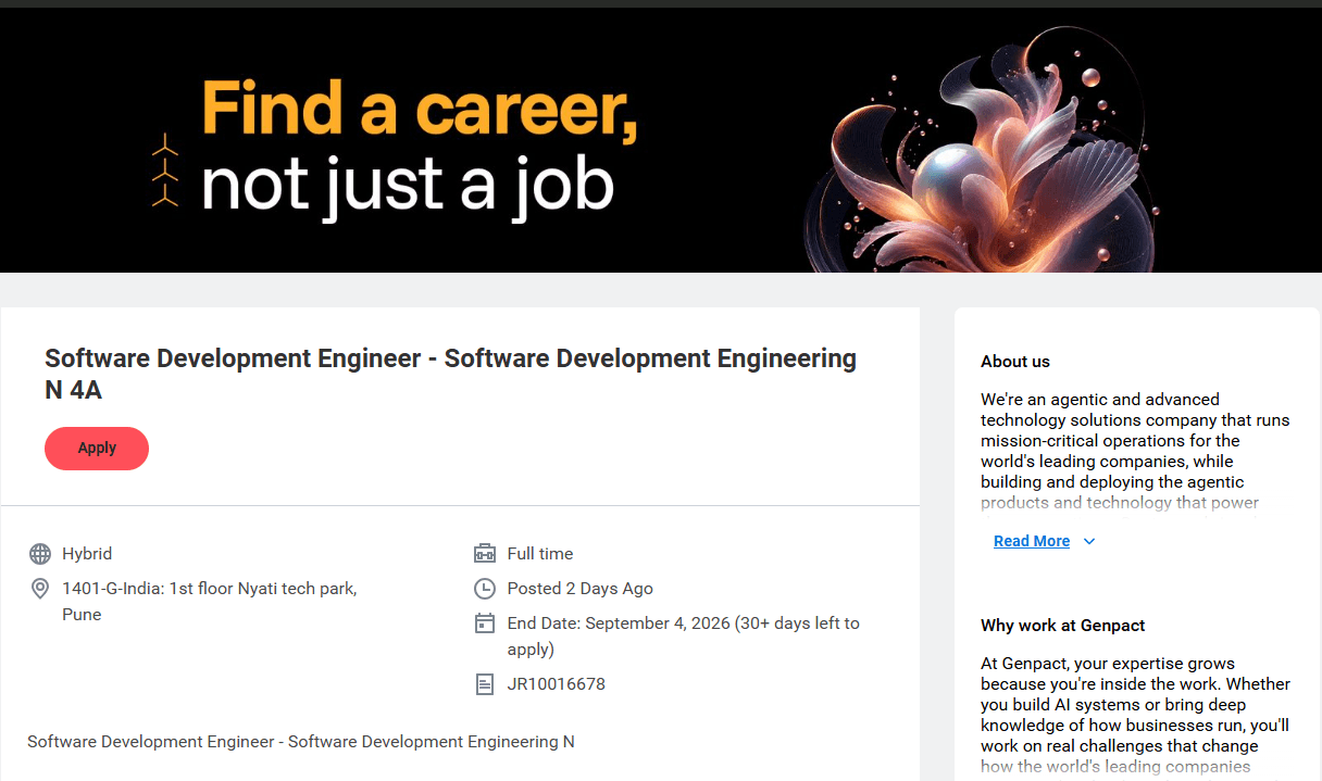 Genpact 2026 SDE Fresher Jobs in India – Apply for Real‑World Experience