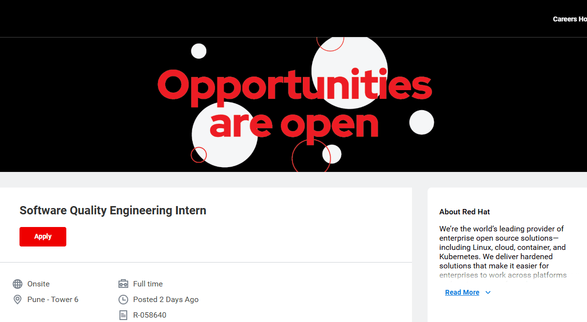 Apply for Red Hat 2026 QA Internship – India Freshers Open-Source