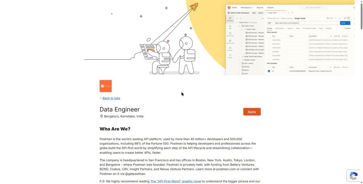 Postman Data Engineer Jobs 2026 in Bengaluru | Apply Now