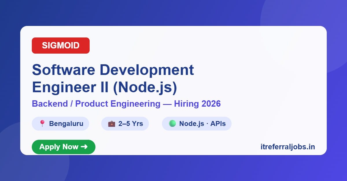 Sigmoid Software Development Engineer II (Node.js) Jobs 2026 in Bengaluru | Apply Now