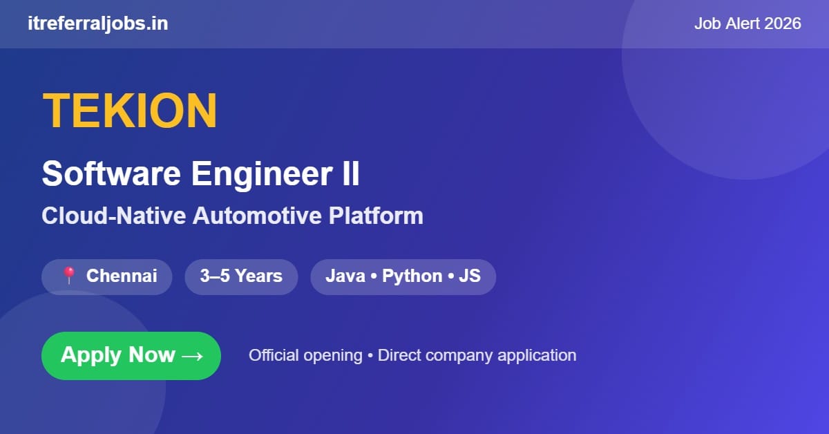 Tekion Software Engineer II Jobs 2026 in Chennai | Java, Python & JavaScript | Apply Now