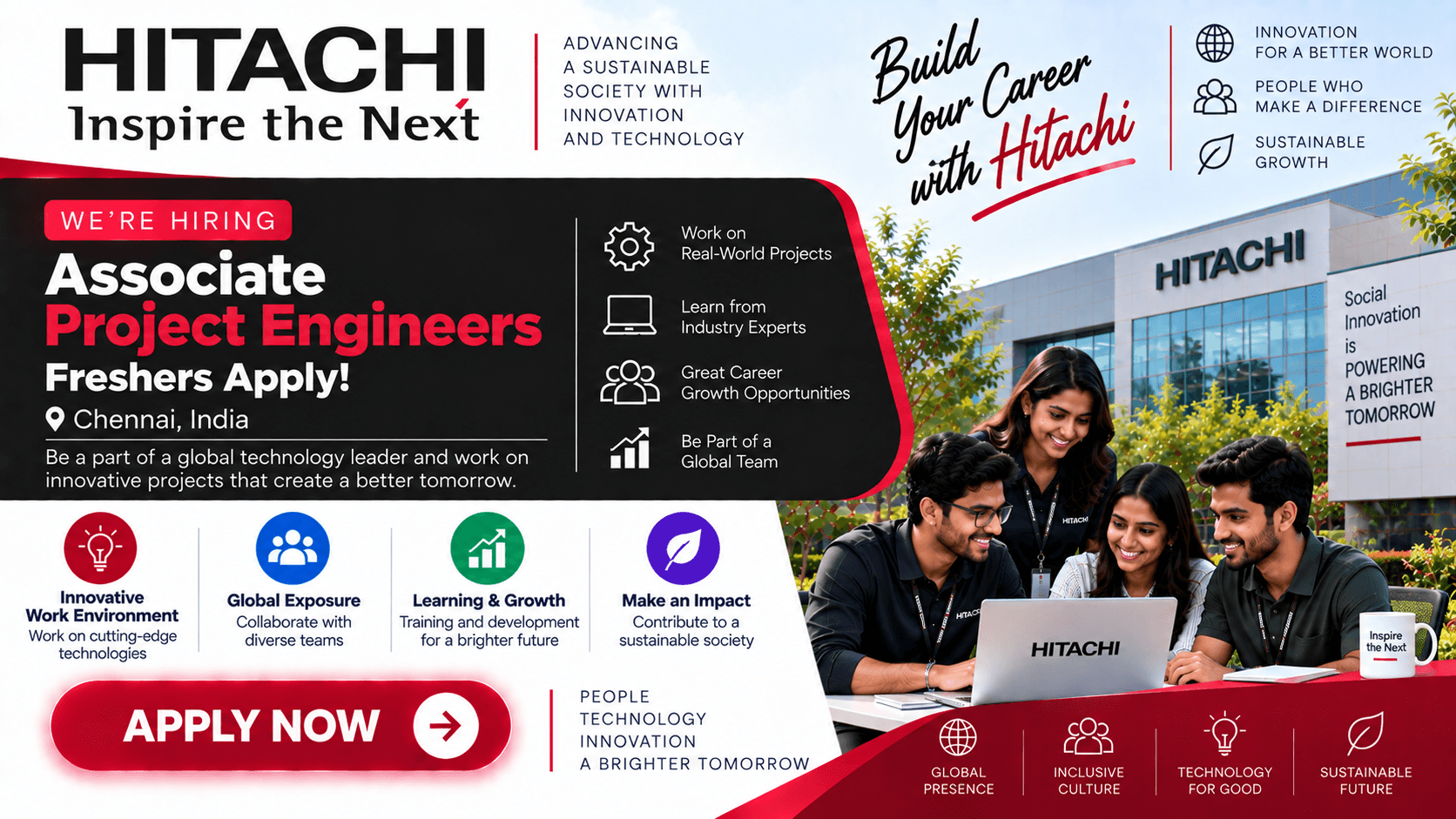 Hitachi Chennai hires Associate Project Engineers – Freshers apply!