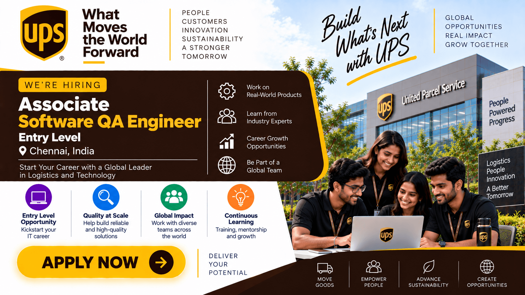 Apply for UPS Associate Software QA Engineer – Entry Level in Chennai